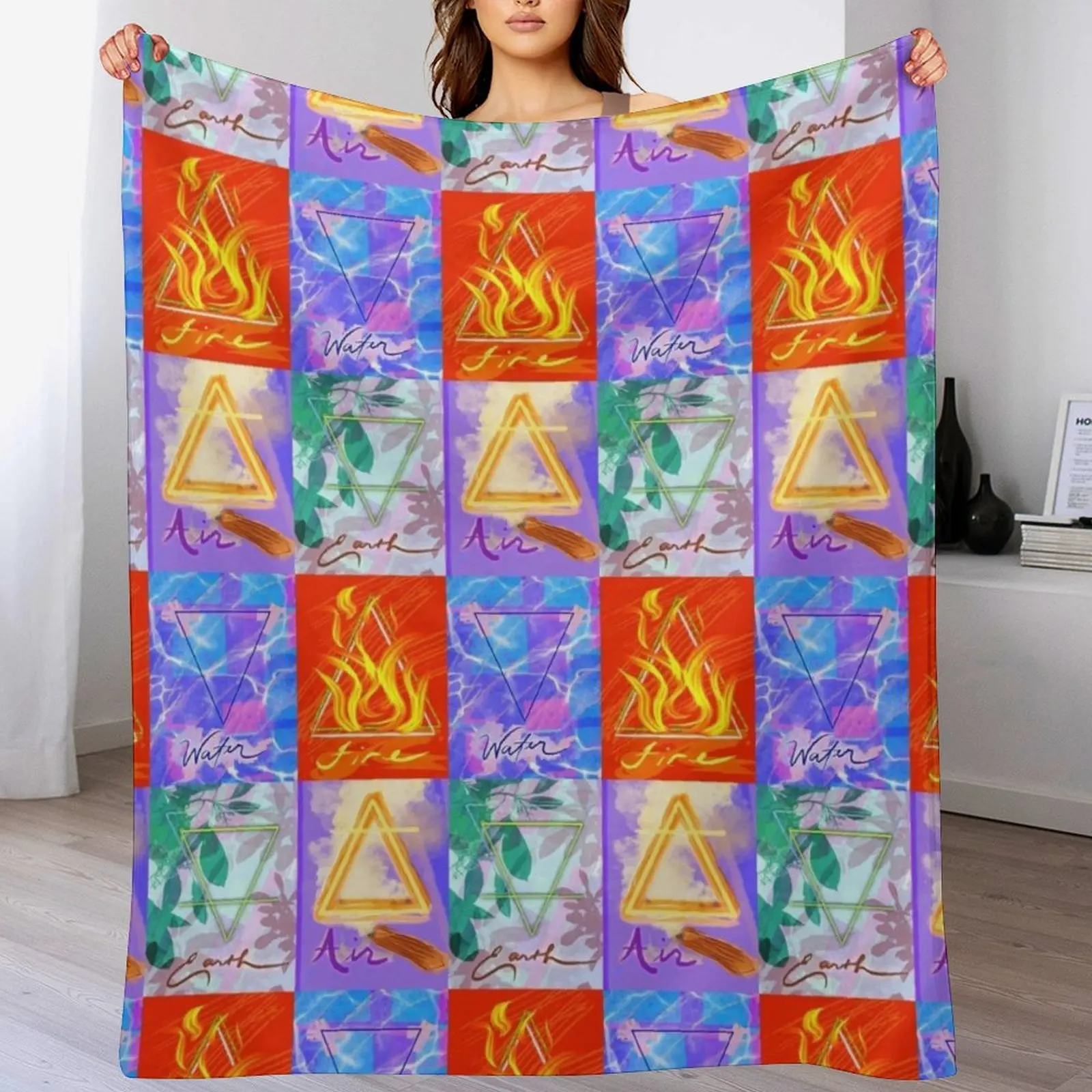 Quadratic Elemental Balance Throw Blanket Hairy Nap Large Flannels Blankets