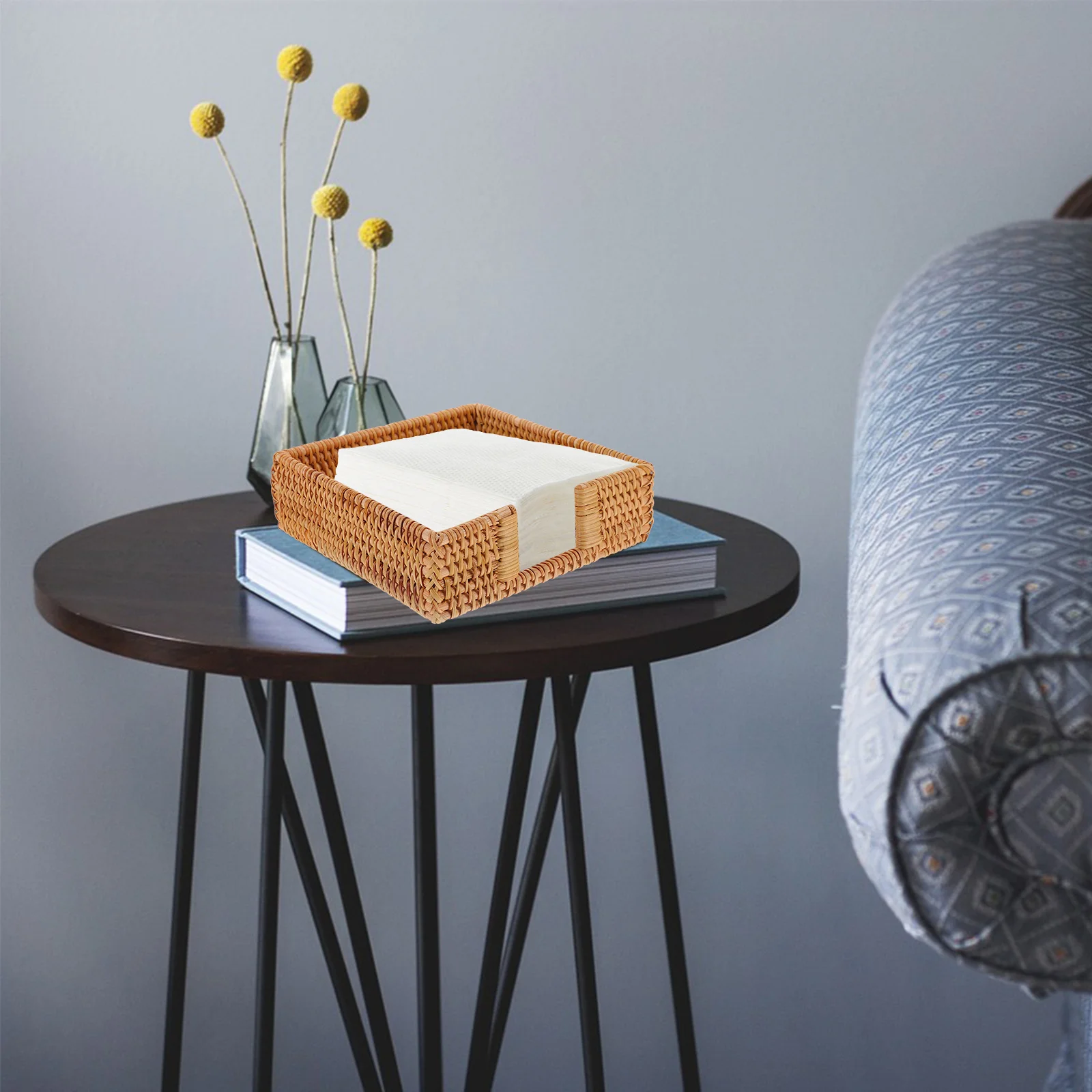 

Napkin Box Holder Rustic Woven Tissue Storage Case For Kitchen Cafe Hotel Desktop Organizer Household Tissue Box Cover