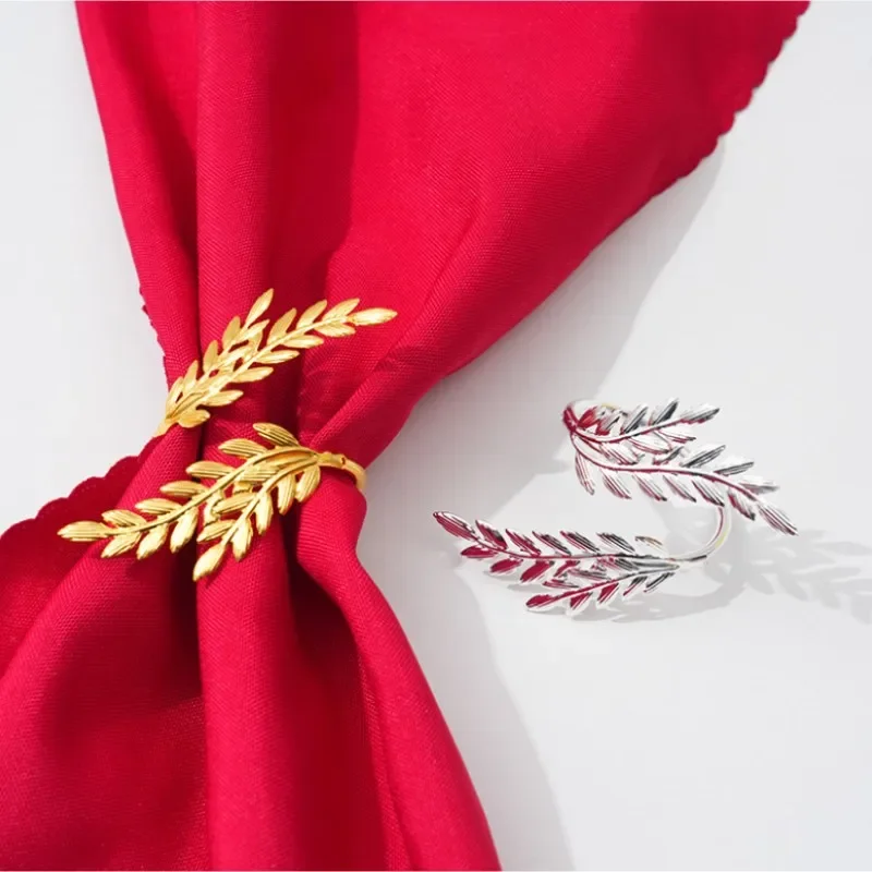 

48/60Pcs Premium Metal Leaf - Shaped Napkin Rings - Gold & Silver Elegant Table Decor for Weddings, Parties & Dinners