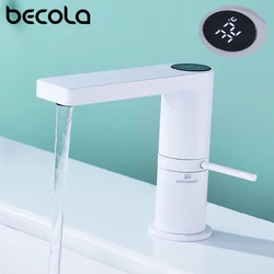 Black Bathroom LED Digital Basin Faucet Tap Water Power Basin Mixer Taps Brass Chrome Temperate Display Mixers Sink Faucets