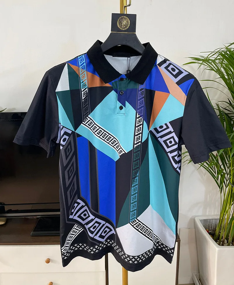 2023 Patchwork Polo Shirts for Men Clothing Fashion Pattern Luxury England Style Short Sleeve Casual Mens Tops Ropa Para Hombre