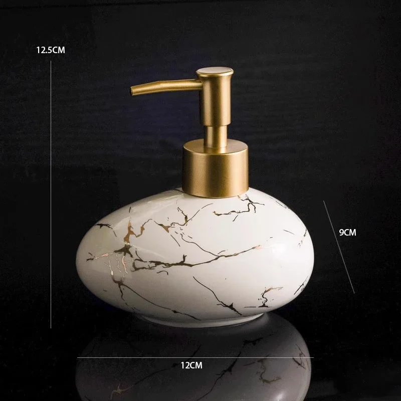 300ml Modern Marble Lotion Bottle Black White Soap Liquid Container Bathroom Ceramic Shampoo Storage Bottle Bathroom Accessories