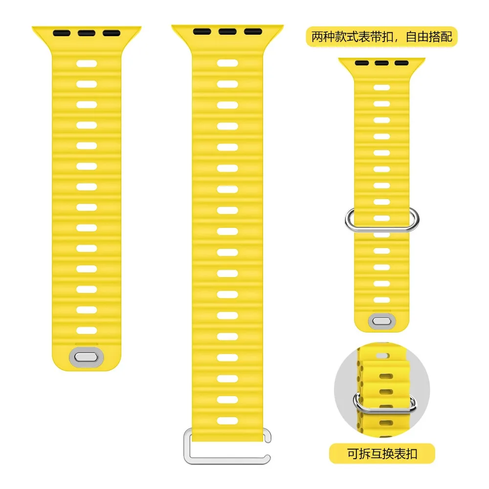 Correa de silicona Ocean para Apple Watch Ultra 2, correa de reloj de 49mm, 9, 8, 7, 45mm, 41mm, iWatch Series 6, 5, 4, SE2, 44mm, 40mm, 42mm, 38mm