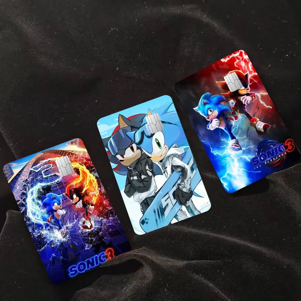 Cartoon S-Sonic 2024 Anime Cartoon Skin Stickers Film Tape Case For Big Credit Debit Card Front Side
