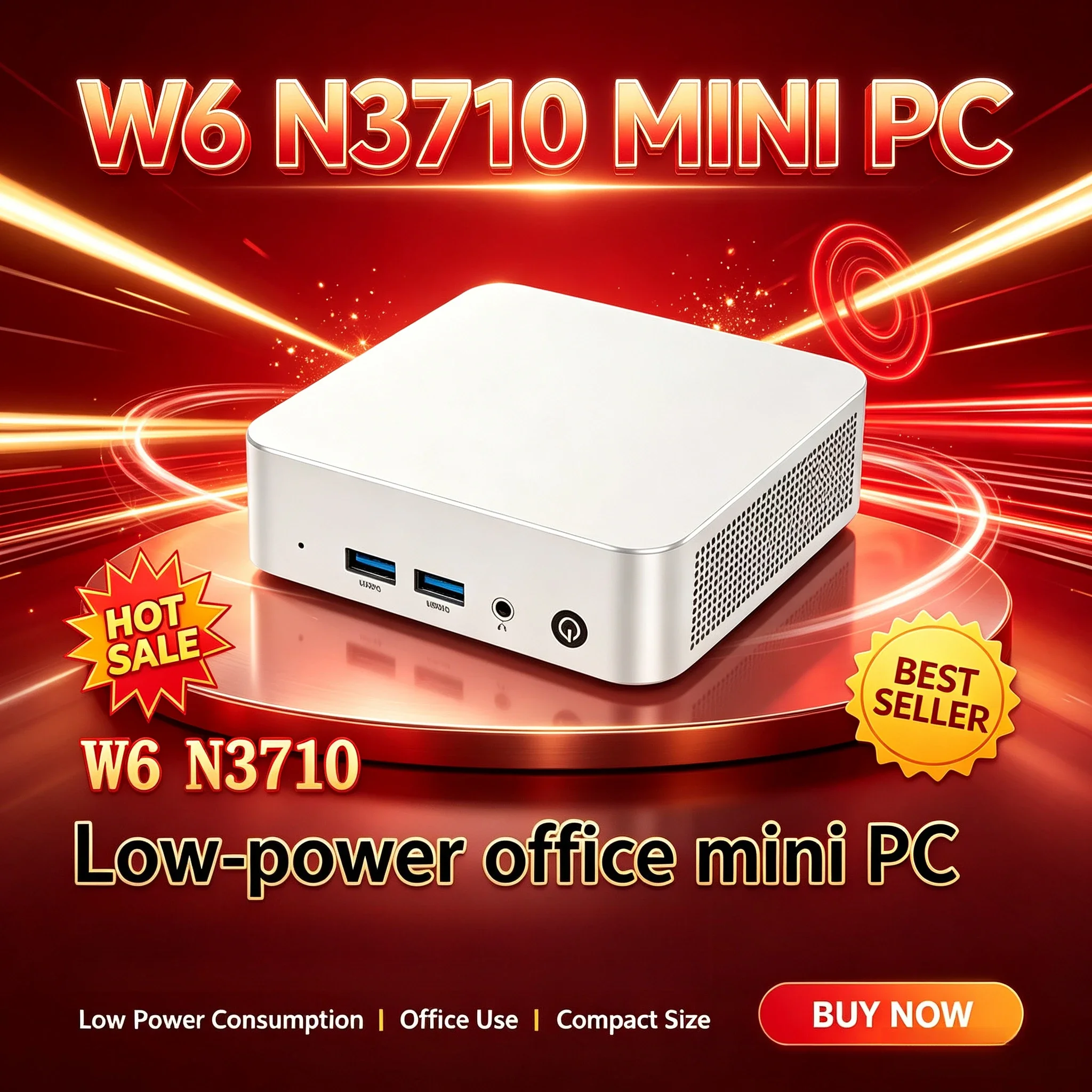 New MINI PC Intel Processor W6 N3710 MINI PC Windows 10 8GB 128GB M.2 SATA SSD 1000M LAN USB3*2 Desktop Office PC