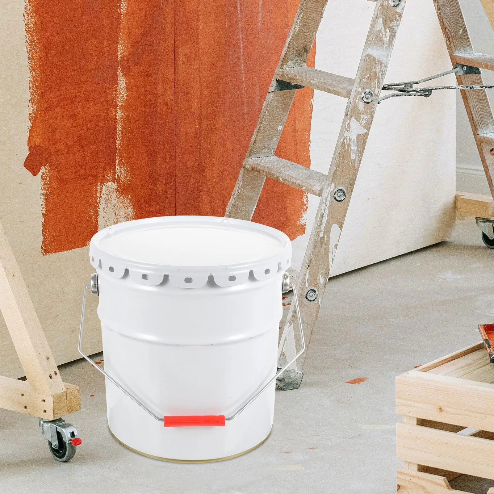 10L دلو الطلاء صفيح المواد طلاء أبيض حاوية تخزين متينة المنزل المرآب استخدام المعادن الفارغة يمكن مختومة تصميم كبير #5