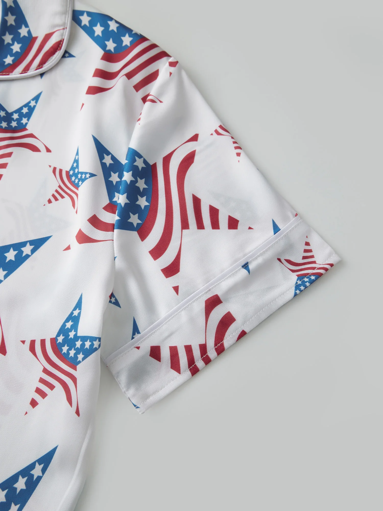 여성용 애국적인 7월 4일 파자마 세트 반팔 라펠 버튼 업 스타 프린트 탑과 반바지 슬립웨어 세트