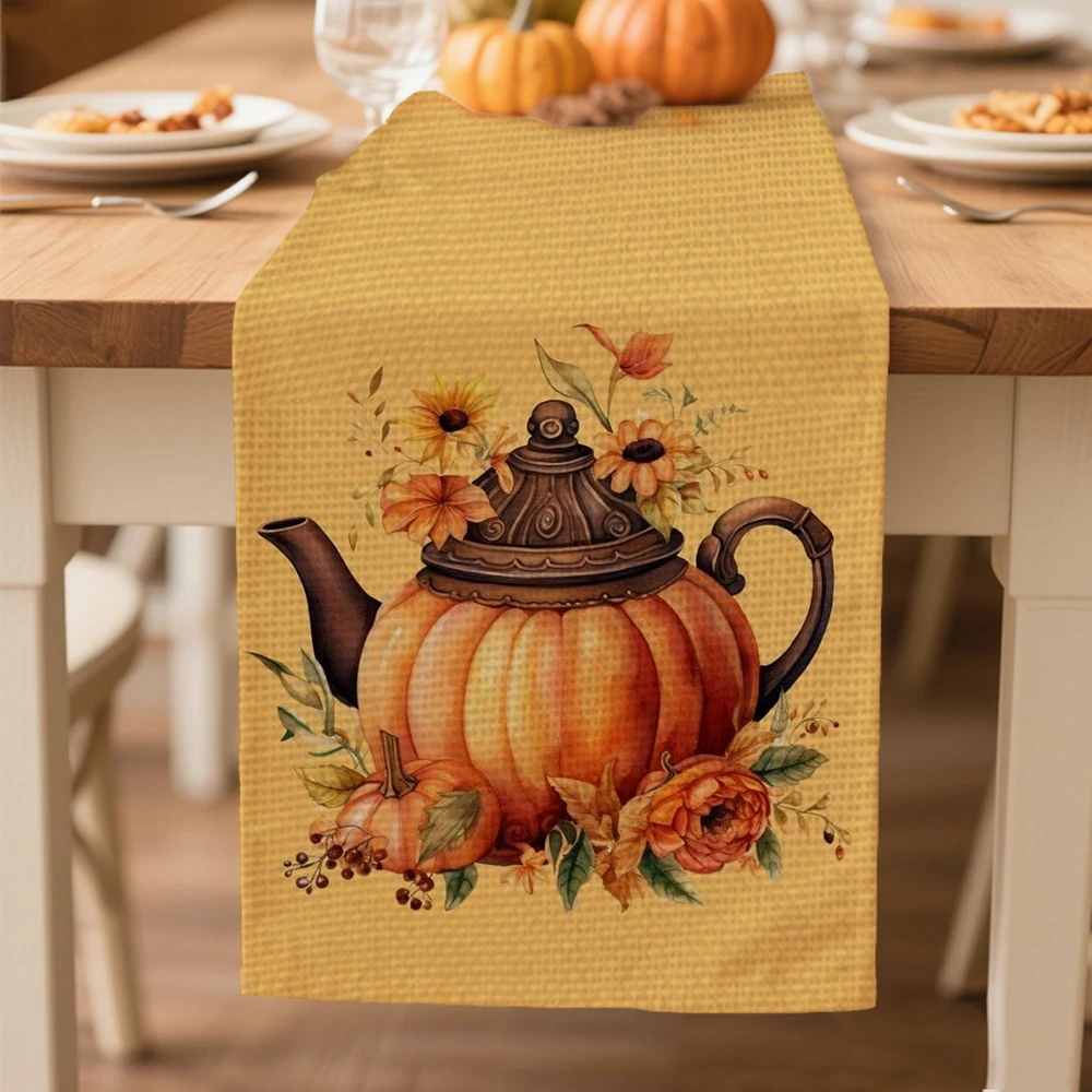 

autumn table runners Pumpkin pattern Table decoration and accessories for Harvest Festival Day Thanksgiving Day tablecloth