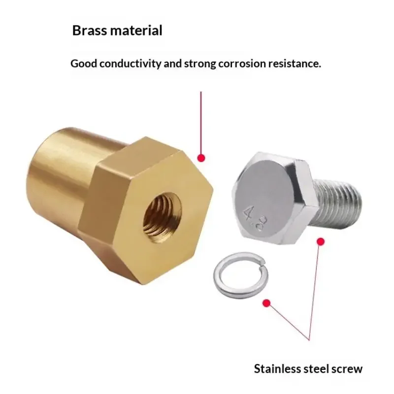 2Pcs Battery Post Charger Screw Accessories Brass Hexagonal Terminal Connectors For Car Battery Positive & Negative Pole