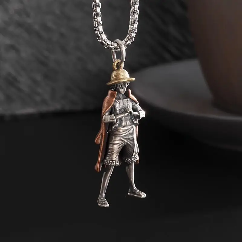 One Piece anime peripheral cartoon luffy two-color pendant necklace dragon ball z metal necklace for men and women birthday gift view 5