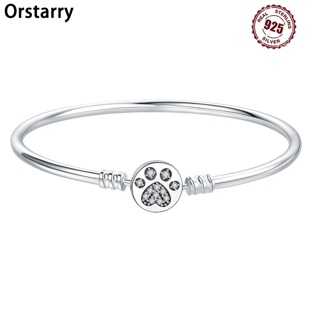 New Arrival 925 Sterling Silver Cute Cat Paw Animal Pet Paw Print Charm Bracelet for Women Silver Gift Jewelry