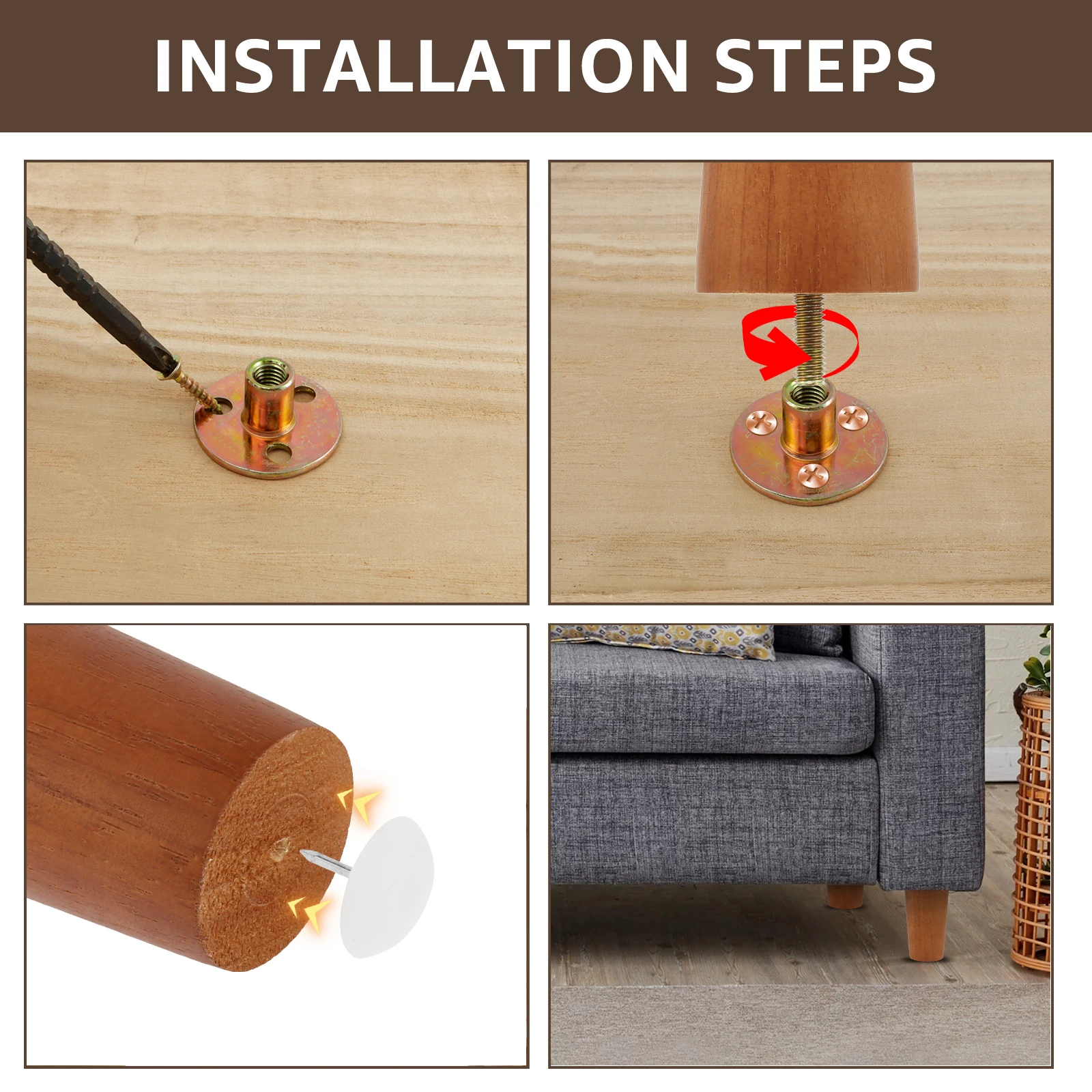 4/8 قطعة أرجل قطع الأثاث الخشبي أرجل أريكة قوية أرجل أريكة صحية أرجل خزانة موثوقة أرجل كرسي متعددة الأغراض لأريكة الخزانة #5