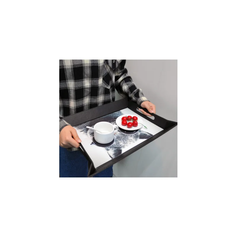 

2pcs/lot Sublimation Blanks Tray Custom Logo Rolling Tray PU Leather A3 A4 Serving tray Decorative Tray Plate