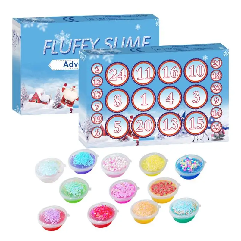 

DIY Slime Countdown Advent Clendar Christmas Sensory Toys 24 Days Fun Slime Kit Aromatherapy Pressure Soft Clay Decor Kids Party