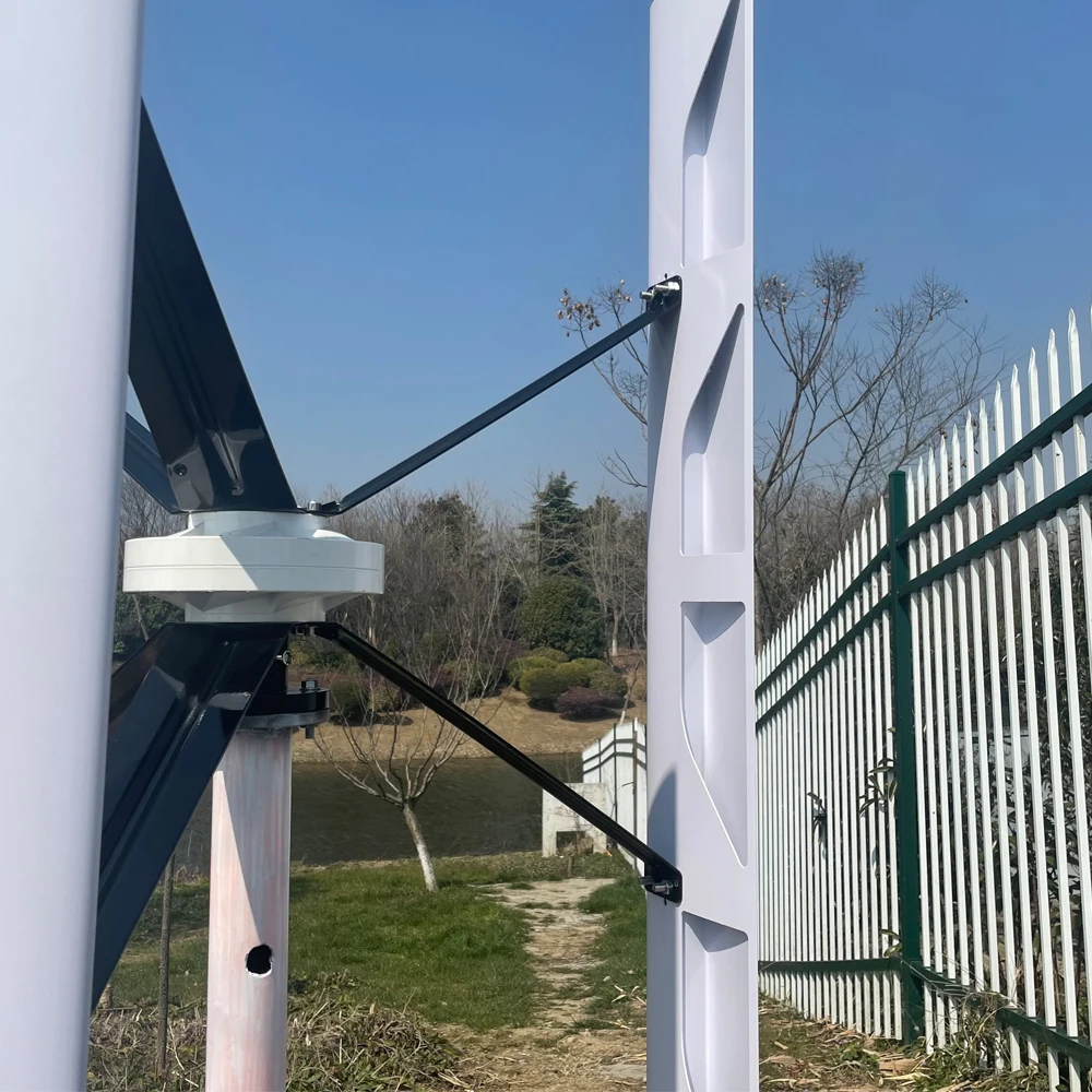 3 Blades 5KW 8KW 10KW Vertical Wind Turbine Generator 24V 48V for Wind and Solar Street Lights High Strength Fiberglass Wings