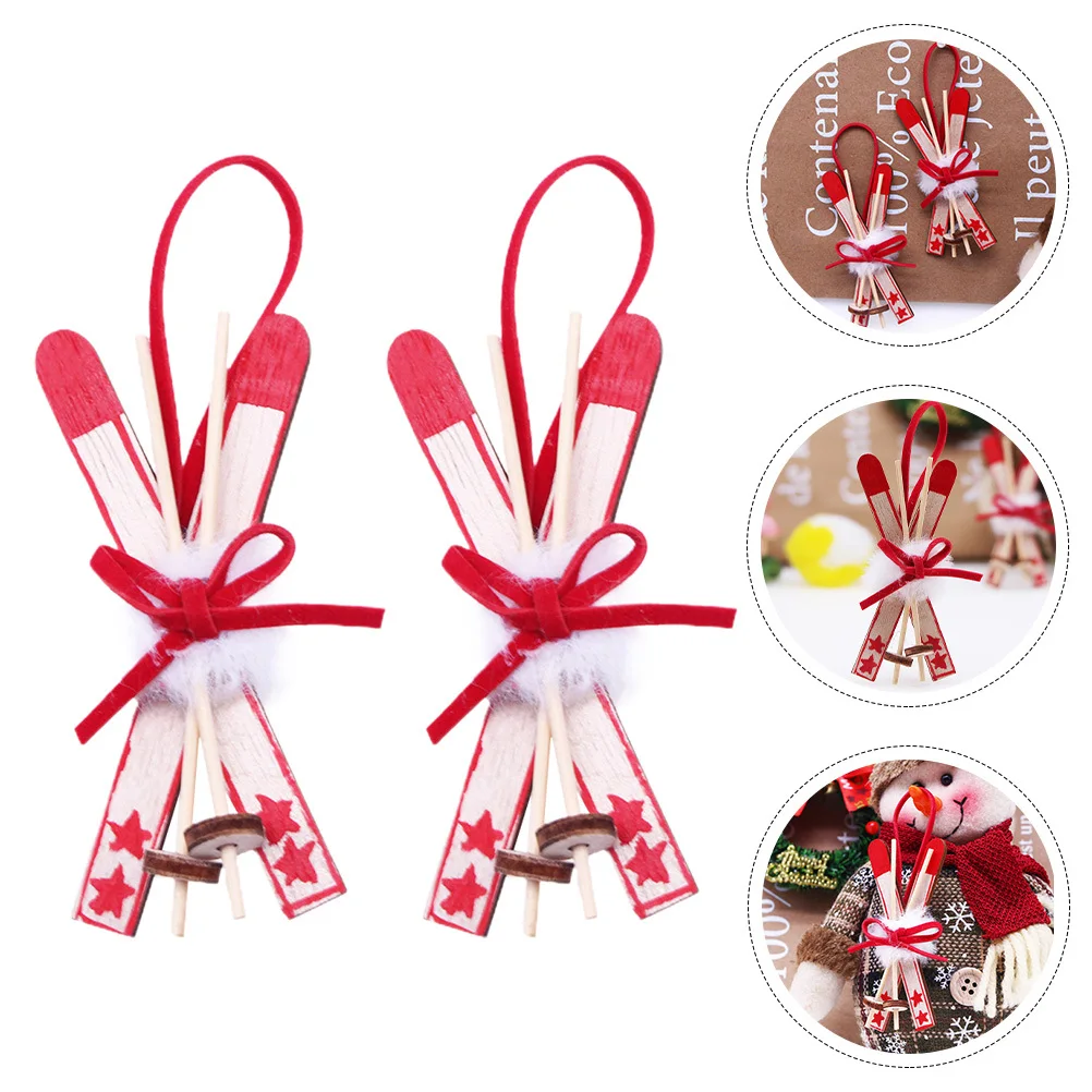 

2Pcs Christmas Tree Hanging Pendants Small Wooden Sleigh Decors Rustic Xmas Ornaments Holiday Hanging Decorations