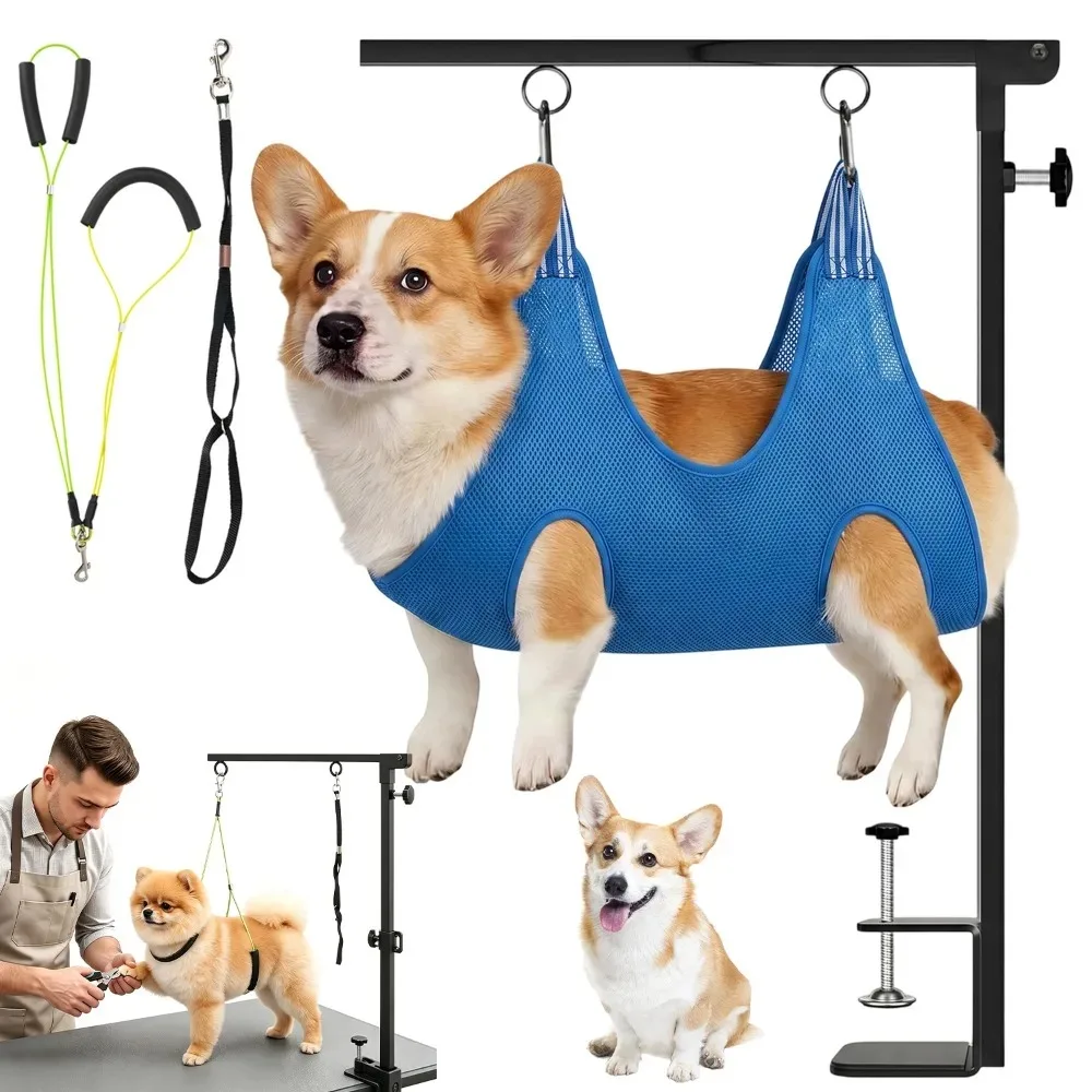 Foldable Dog Grooming Table Arm with Clamp, Height Adjustable 26-40
