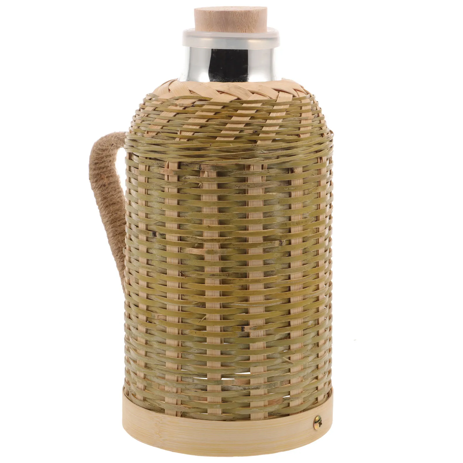 Picture 5: 1pcs Bamboo Woven Cover Thermal Kettle Hand-Made Glass Flask For Home Office Retro Insulated Water Bottle Heat