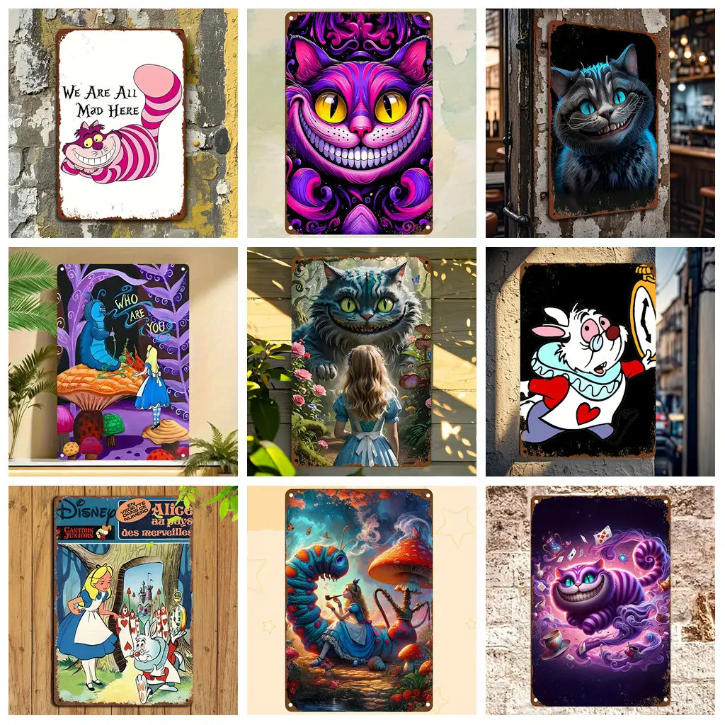 

Miniso Alice in Wonderland Dreamy Tin Sign Home Wall Decor Art Wall Mural Room Decoration Decor Metal Sign Plate Bar Posters