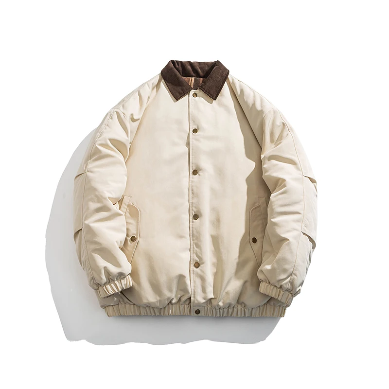 Esta chaqueta acolchada de algodón con solapa retro es gruesa para el invierno, muy cálida, sencilla y versátil. Es una pareja clásica.