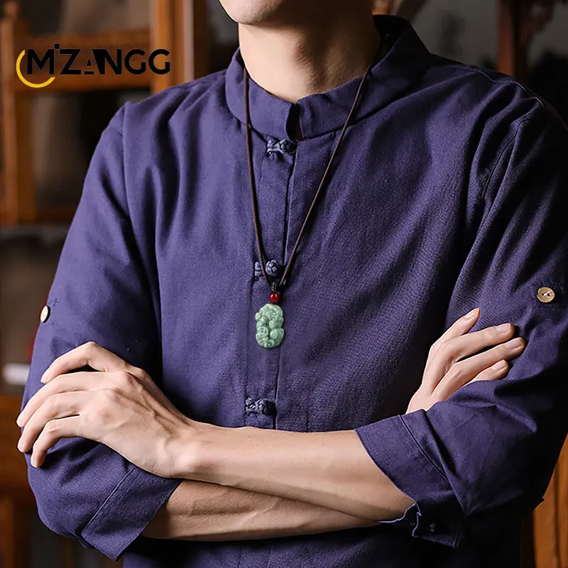 Genuine Natural Jadeite Pendant Chinese Hand Carving Fashion Charm Jewelry  Fortune Lucky Amulet Jade Pendant for Men and Women