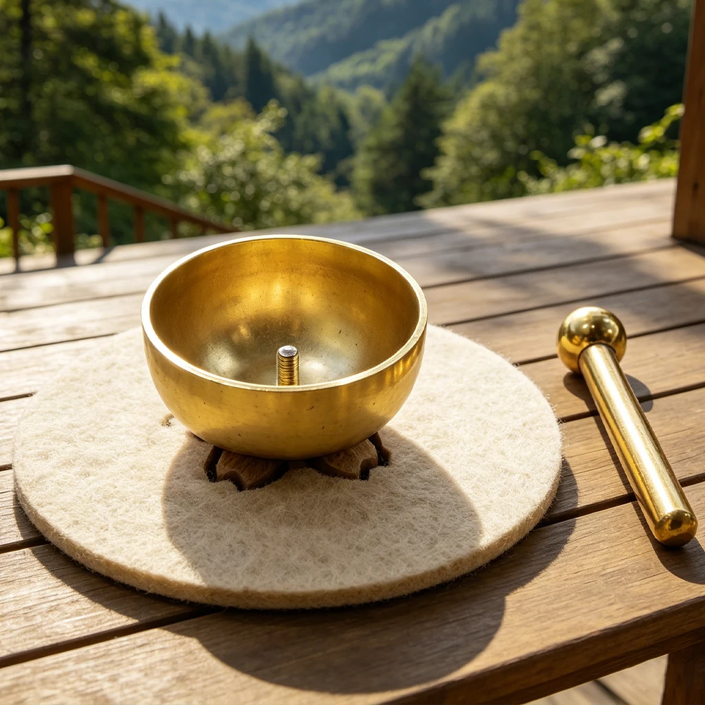 Small Size Brass Singing Bowl, Home Ornament for Relaxation & Stress Relief, Ideal for Meditation, Yoga & Cultural Collection