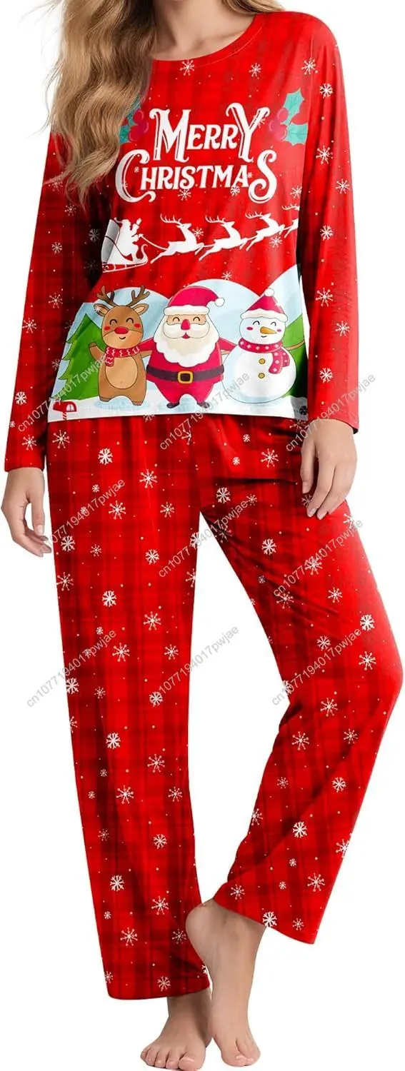 

Пижамы для женщин, милые пижамы, комплекты из 2 предметов для отдыха, мягкие повседневные пижамы с длинными рукавами и круглым вырезом, одежда для сна, S-XL