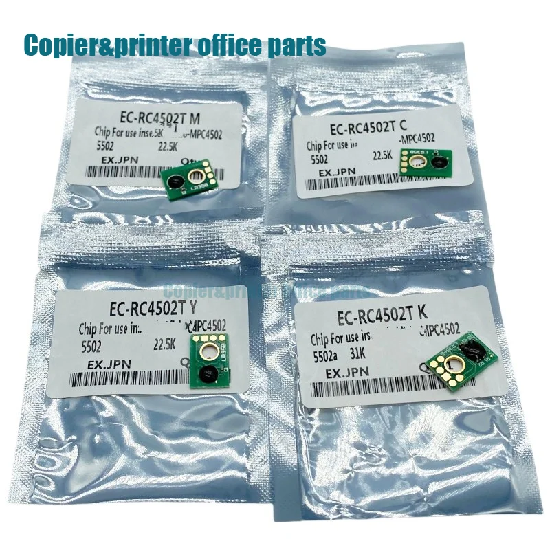 1SET/4PCS EC-RC4502T KCMY Chip Compatibile Per Ricoh MP C4502 C5502 Toner Chip Stampante Copiatrice Pezzi di Ricambio