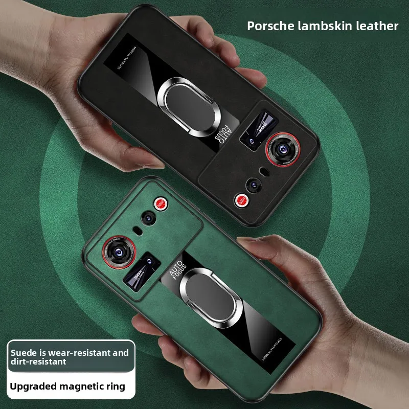 

Case For ZTE Nubia Z80 Ultra Supercar Style Magnetic Leather Ring Anti-slip Cover For Nubia Z 80 Ultra Shockproof Bumper Funda