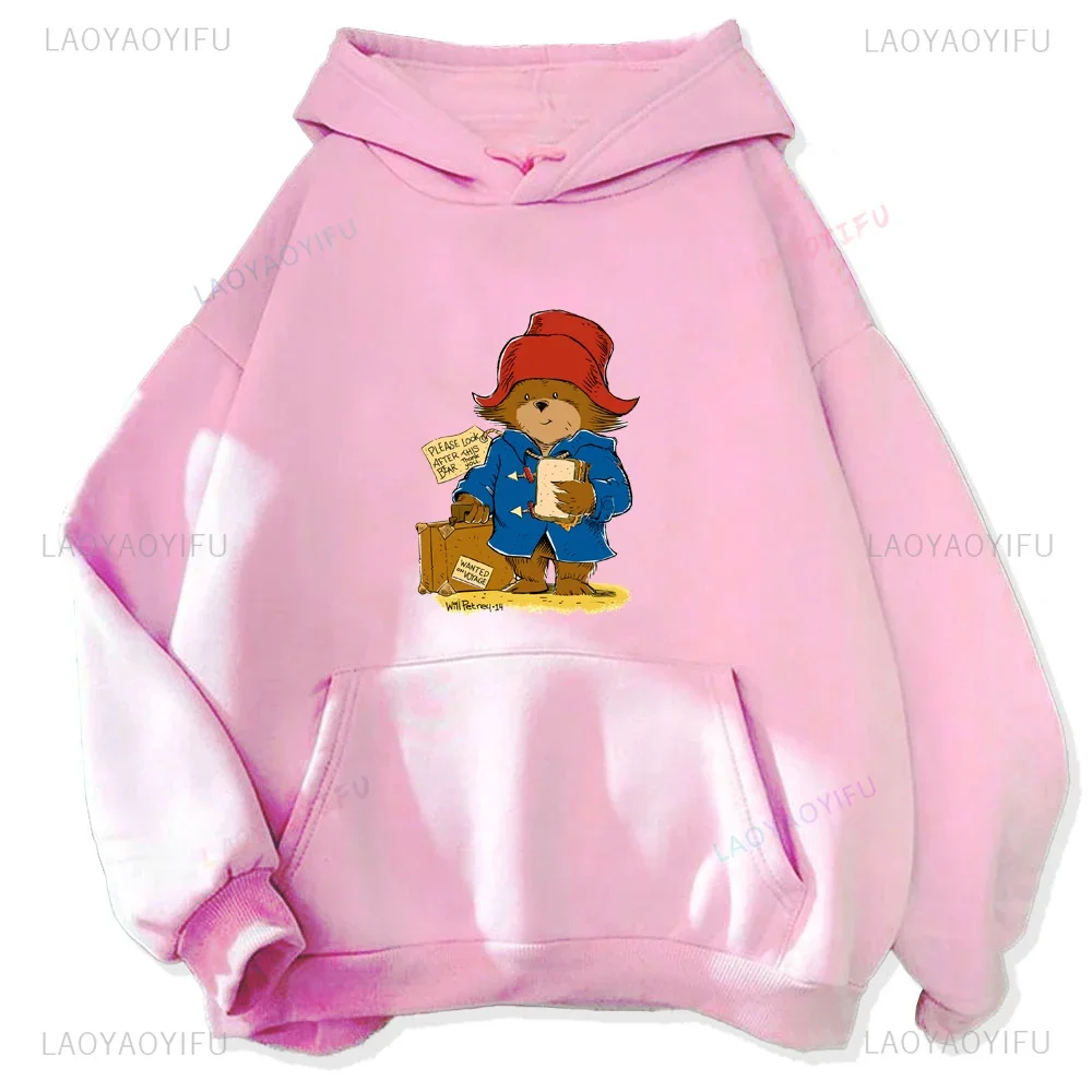 Paddington Bear in London Printed Long-sleeved Hoodie for Women Casual Everyday Autumn/winter Season Crewneck Hoodie