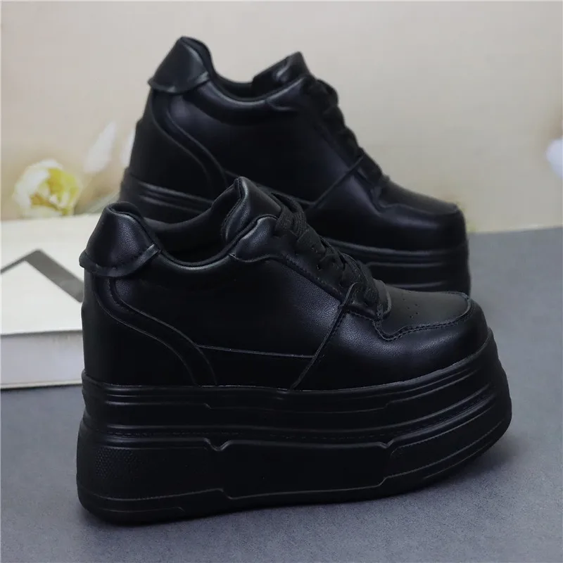 

Spring and Autumn Fashion Women's White Shoes 12cm Insole Lift, Thick Bottom Suitable for Short Girls Big Size Casual Footwear