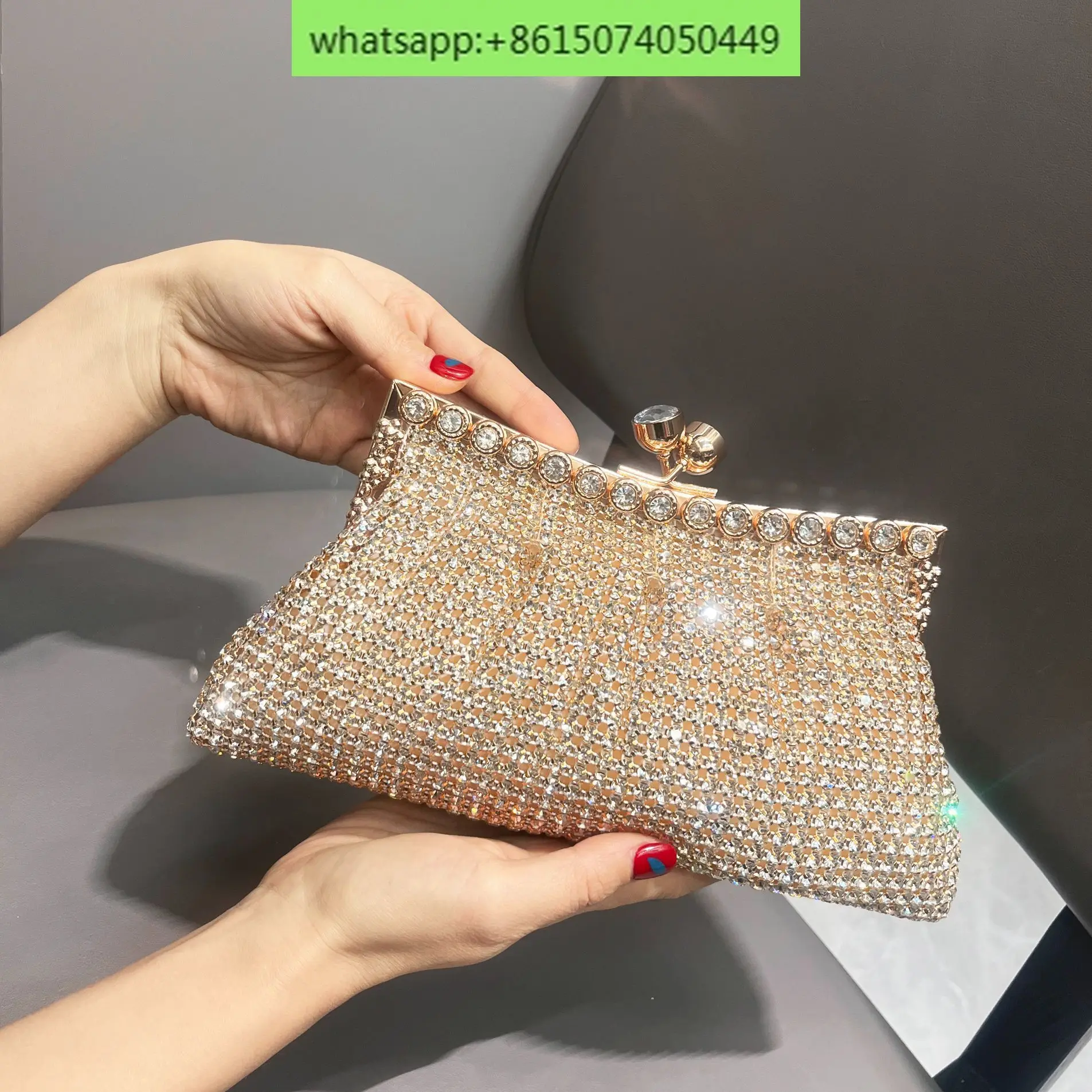 Shining Water Diamond Dinner Bag Handmade Handheld Chain Strap Single Shoulder Bag