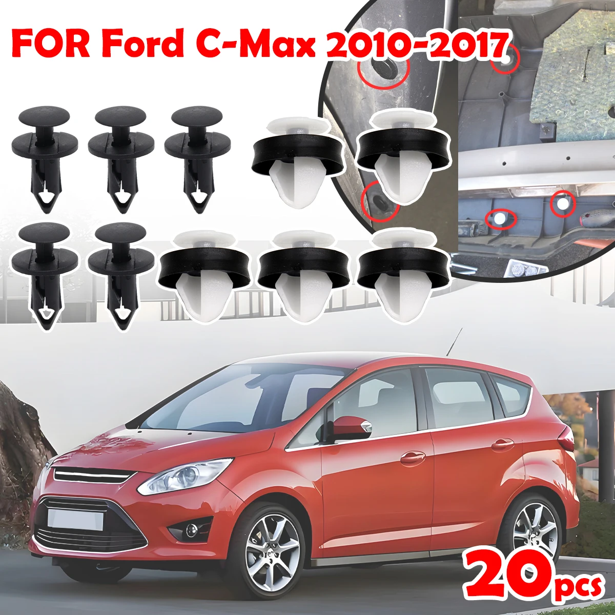 

Auto Engine Undertray Bumper Wing Splashguard Door Card Side Moulding Bumper Strip Rivet Push Clips FOR Ford C-Max 2010 - 2017