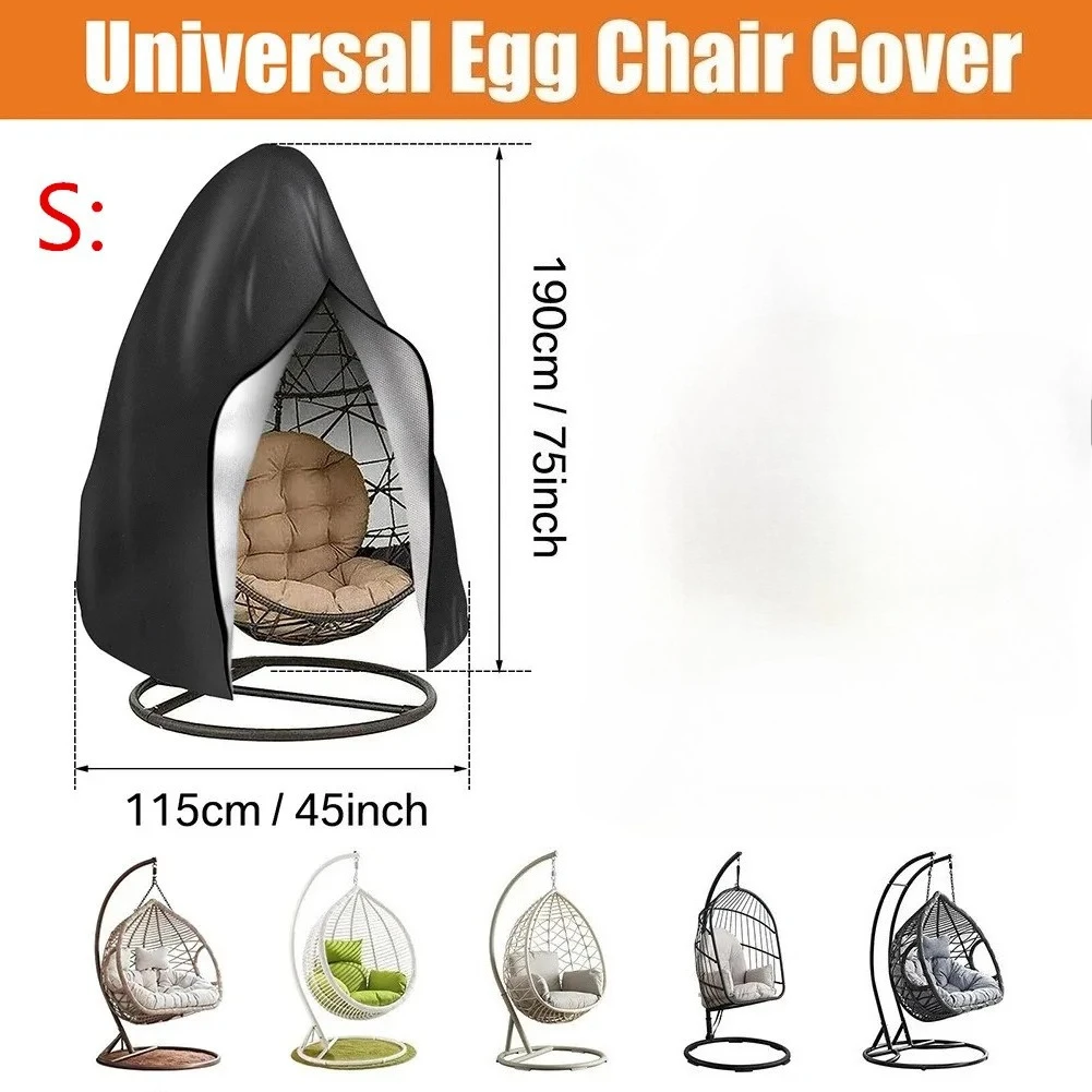 Zipper Patio Egg Chair Cover, Duty Waterproof UV Resistant Windproof Outdoor Hanging Wicker Egg Basket Chair Protective Cover