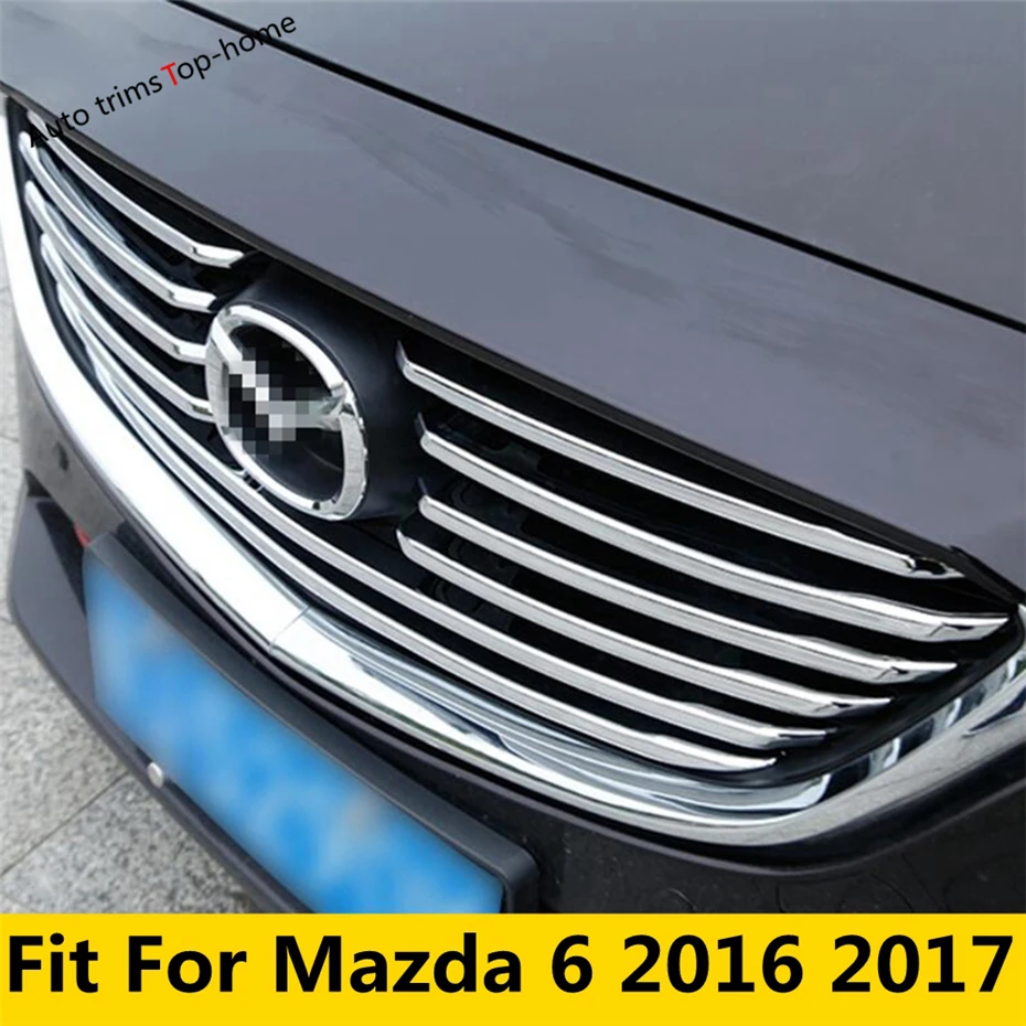 

10 Pcs Front Face Grille Grill Protection Strip Cover Trim ABS Chrome Accessories Exterior For Mazda 6 Sedan & Wagon 2016 2017