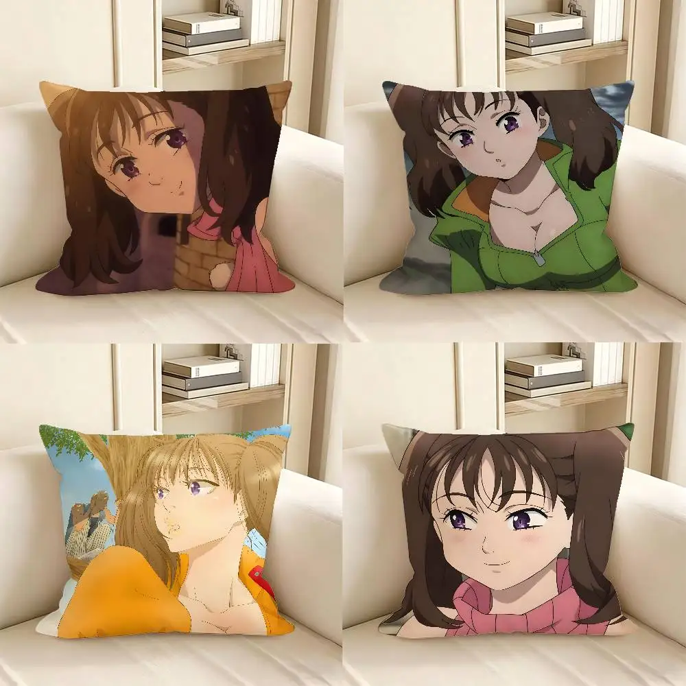 1pc Diane Anime Cartoon Characters Pillow Case Fashion Square Pillowcase Bedroom Sofa Room Ins Decoration Leisure