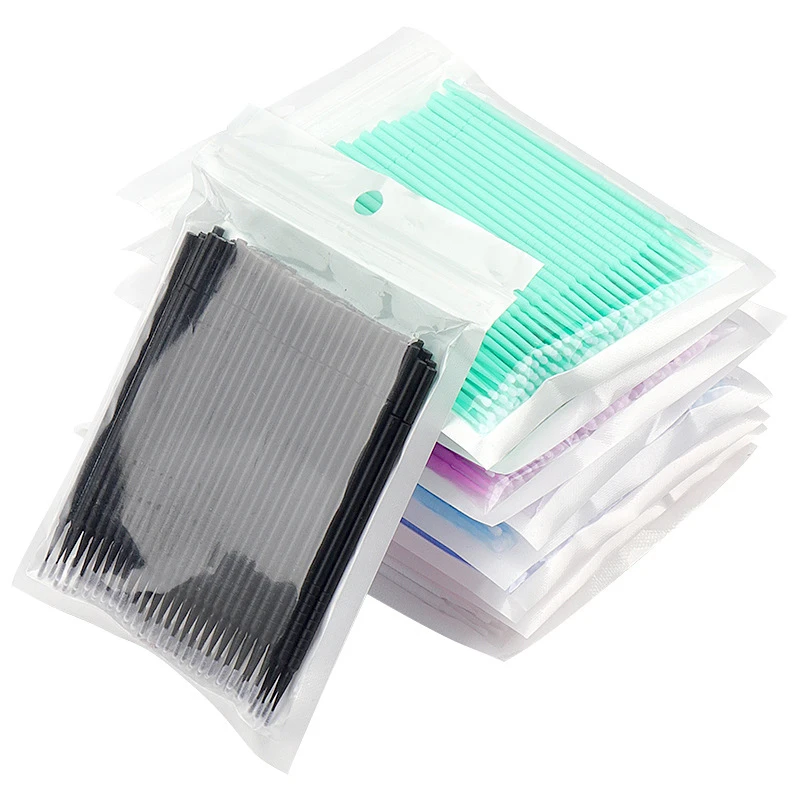 100Pcs Eyelash Cleaning Brush Lash Extension Micro Cotton Swab Individual Eyelashes Microbrush Beauty Makeup Clean Remover Tools