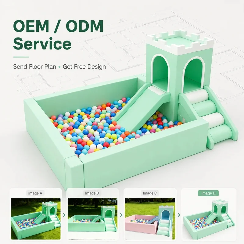 Custom Soft Play Play House with Ball Pit and Slide Combo for Kids Indoor Playground Outdoor Wooden Foam Playhouse Equipment