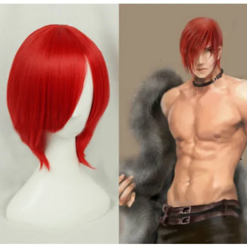 

cos king of fighters Iori Yagami red anime wig