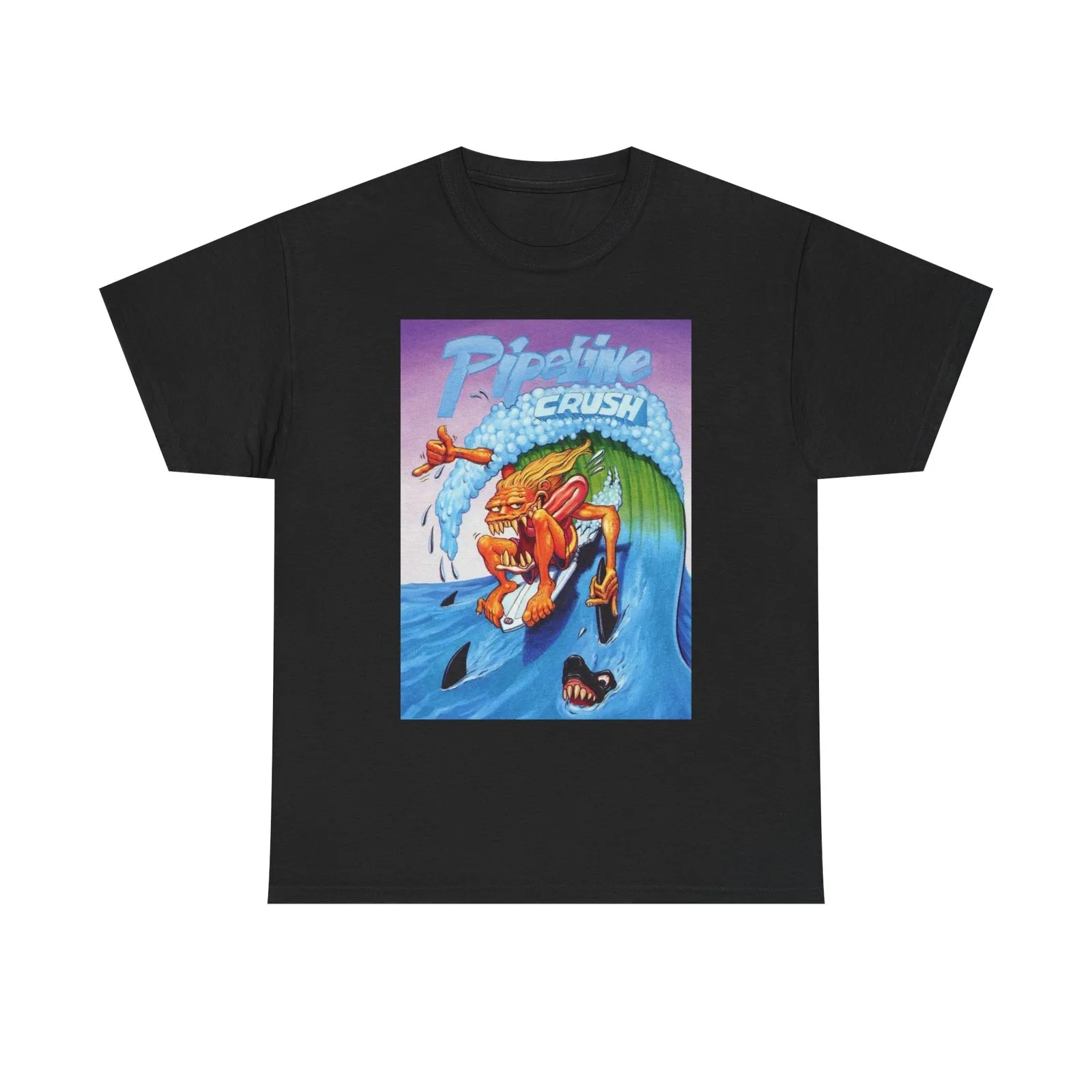 Pipeline Crush Surfing Vintage Graphic T Shirt Unisex Heavy Cotton Tee Gift