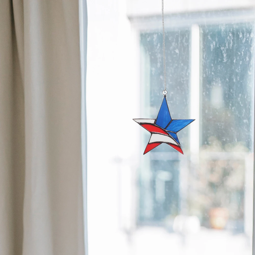 

2pcs Star Window Hanging Decorations Stained Acrylic Suncatchers Handmade Wall Art Balcony Garden Ornament Fade