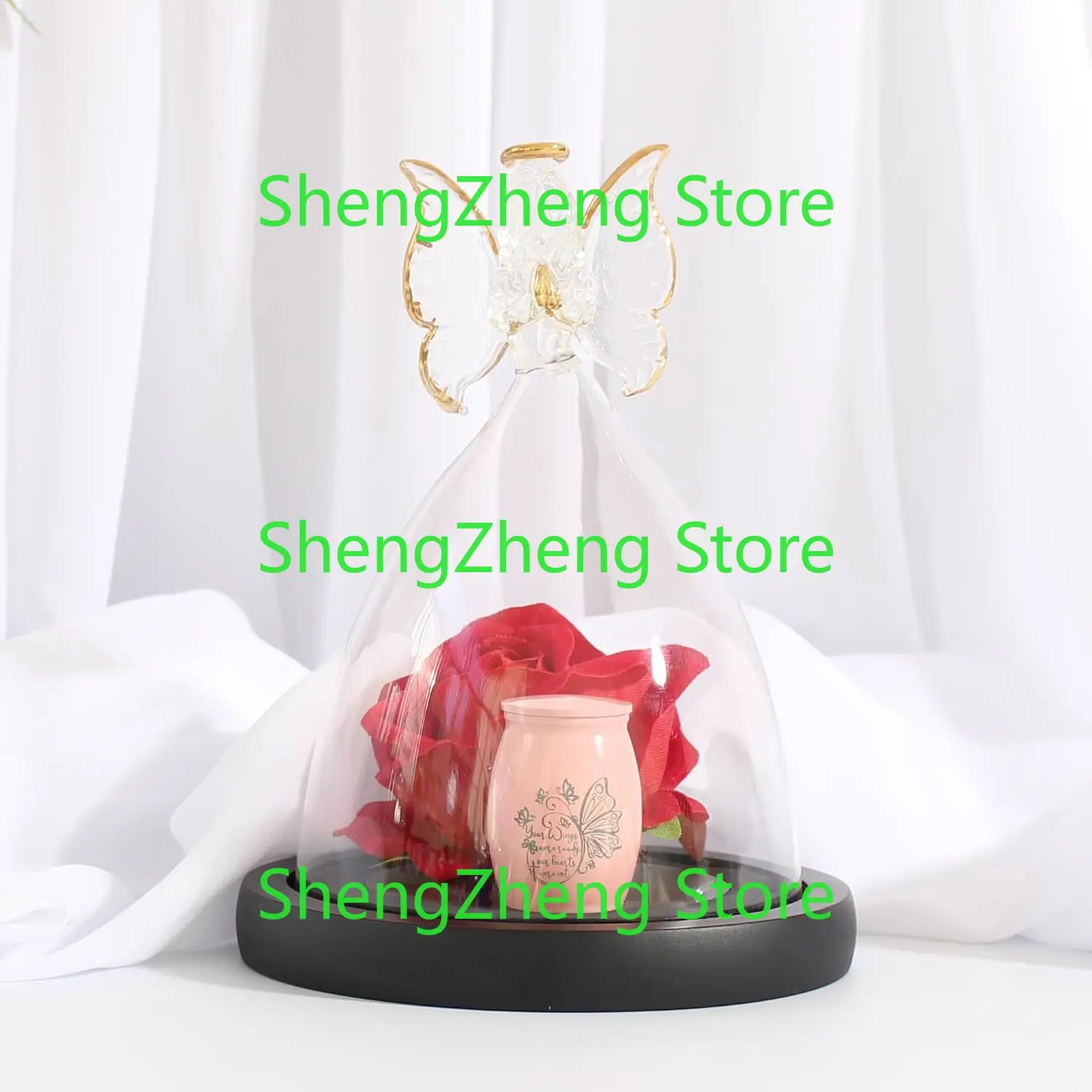 Butterfly Mini Urn,Small urns feral Urnsor Human Ashes Keepsake,Glass Angel Figurine with Roses Holder Small Ash Urn Little urn