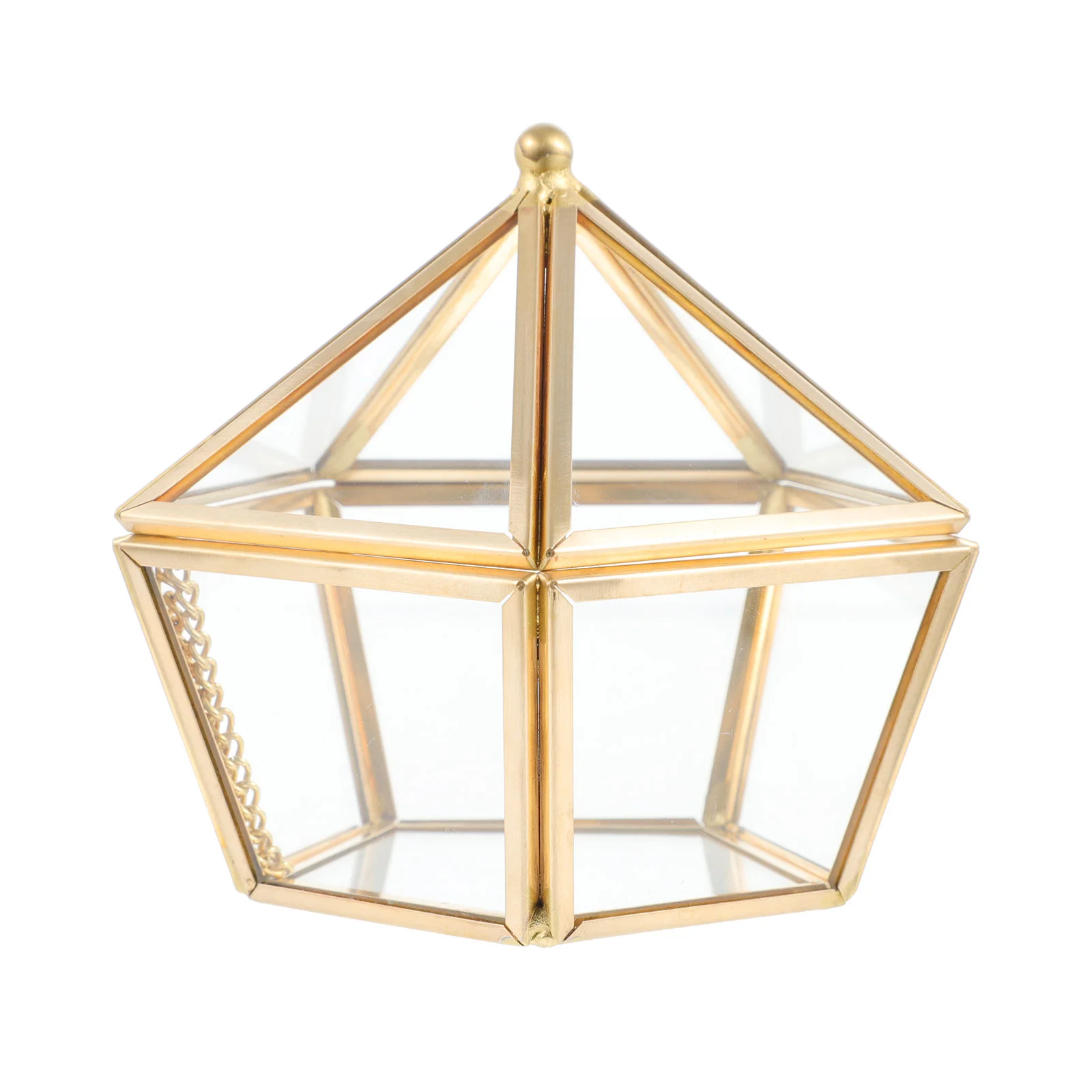 

Glass Storage Box Versatile Jewelry Organizer Vintage Wedding Supply Brass Ring Holder