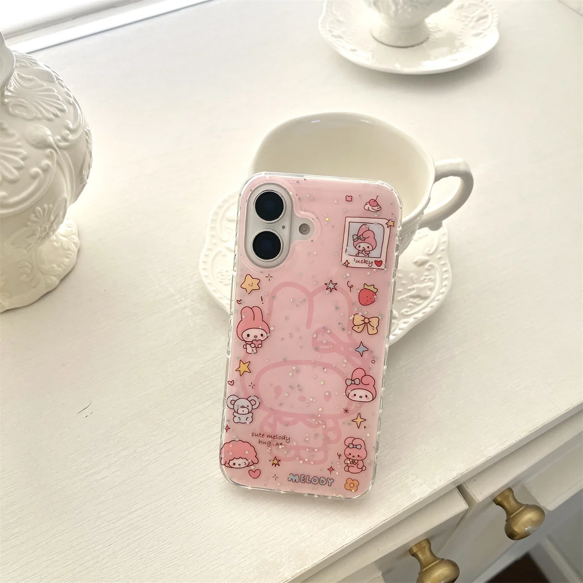 

New cute cartoon glitter little sheep Phone Case For iPhone 16 15 14 13 Pro Max fundas iphone 16 case Protective cover 15 16