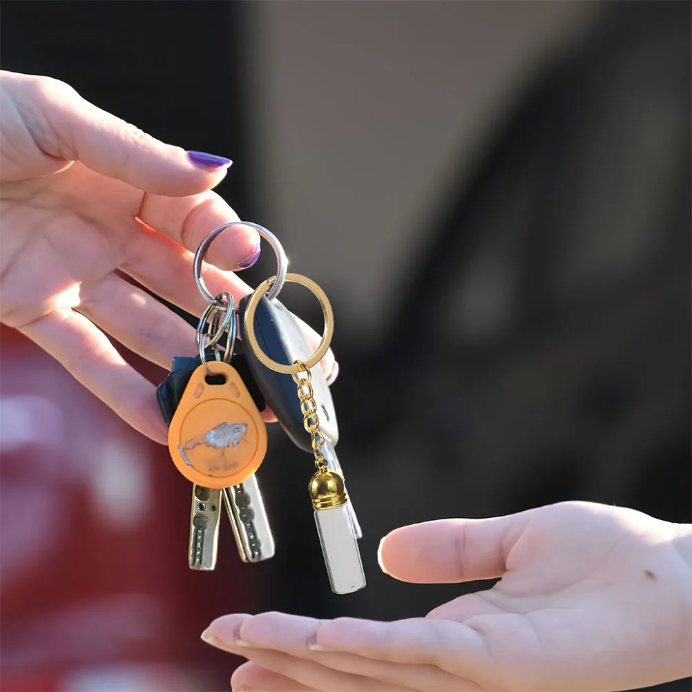 2 قطعة زجاجات عطر زجاجية شفافة قابلة لإعادة الملء سلسلة مفاتيح مانعة للتسرب حجم السفر حامل زيت عطري صغير محمول صغير #4