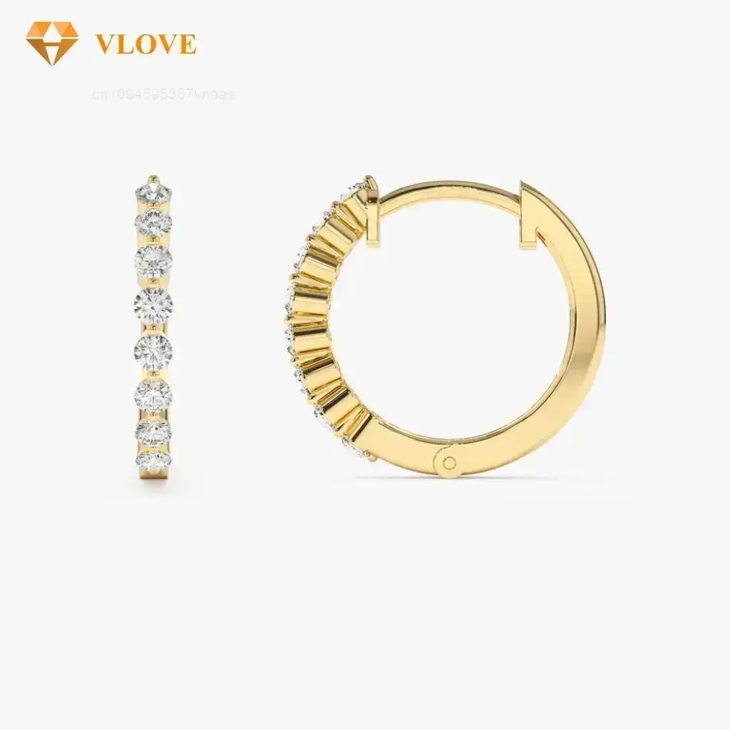 Lab Grown Diamond Earrings 10k Gold Solid Gold Diamond Huggie Earring Fine Jewelry Earrings 585 Women's Girl's Men's Gift