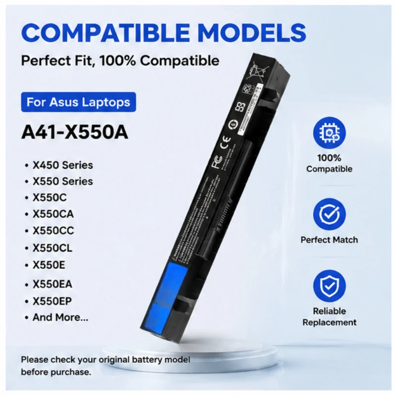 2950MAH-6800MAH Long Battery Life for ASUS Y481C X550V Y581C X450V K550j FX50J A/X550J Battery A41-X550A Laptop Battery