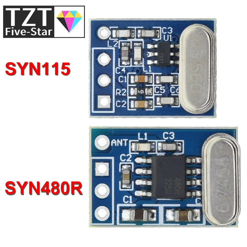 TZT  1Set 2Pcs 433MHZ Wireless Transmitter Receiver Board Module SYN115 SYN480R ASK/OOK Chip PCB for arduino