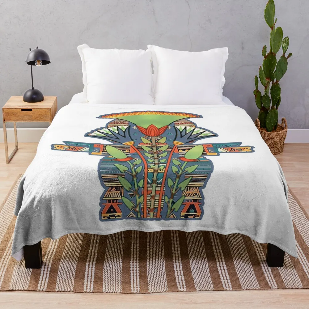 Pharaonic lotus flower pattern Throw Blanket Sofa Custom for sofa Blankets