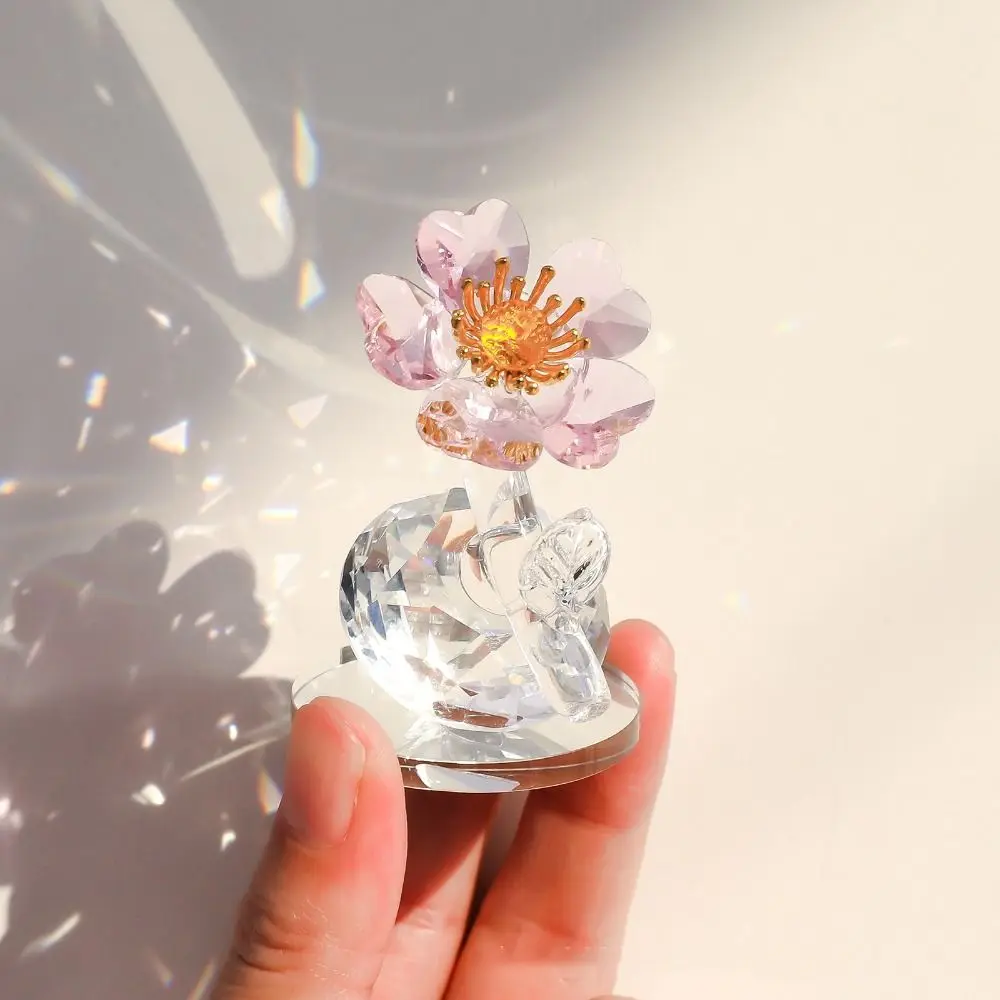 

New Plant Series Crystal Flower Statue Exquisite Figurine Tabletop Decoration 3D Handmade Car Ornament Home Decor